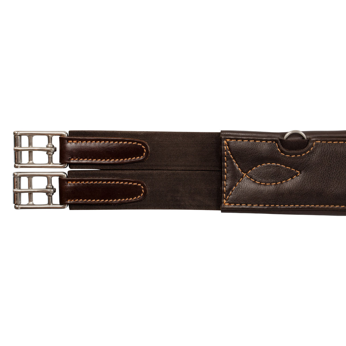 Acavallo Jumping Stud Guard Girth Leather & Gel #colour_brown