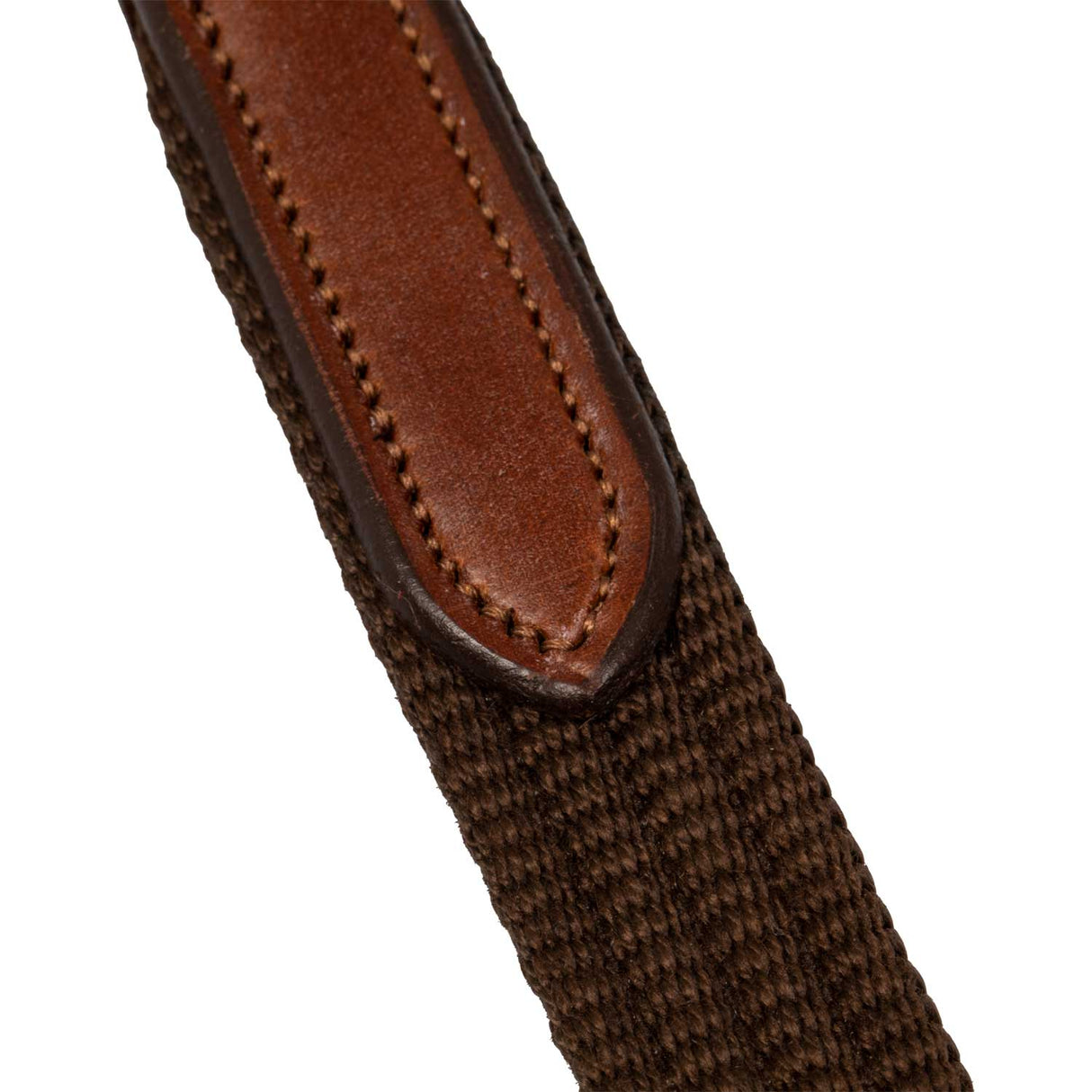 Acavallo Nylon Reins Leather Loops #colour_cognac