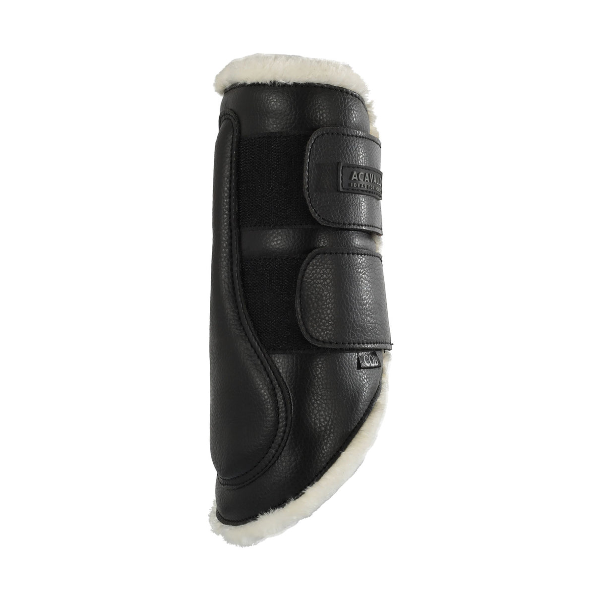 Acavallo Front Brushing Boots Faux Sheepskin & Hook-And-Loop Closure #colour_black