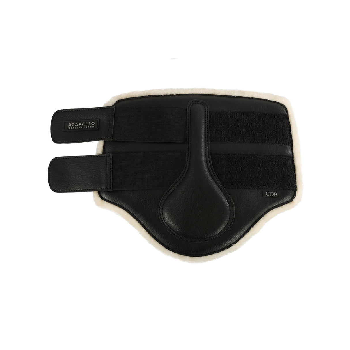 Acavallo Front Brushing Boots Faux Sheepskin & Hook-And-Loop Closure #colour_black