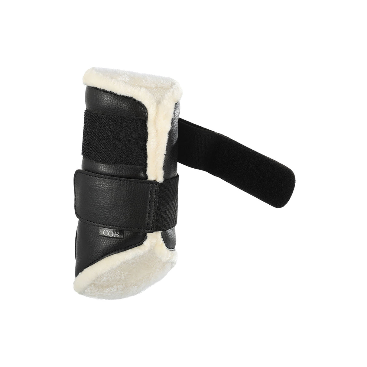 Acavallo Front Brushing Boots Faux Sheepskin & Hook-And-Loop Closure #colour_black
