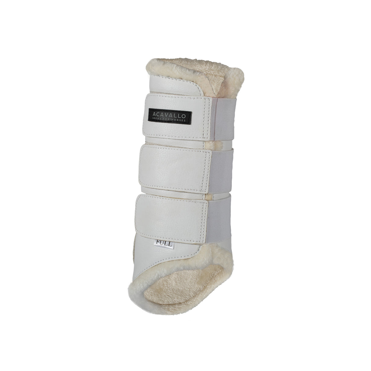 Acavallo Hind Brushing Boots Faux Sheepskin & Triple Hook-And-Loop Closure #colour_white