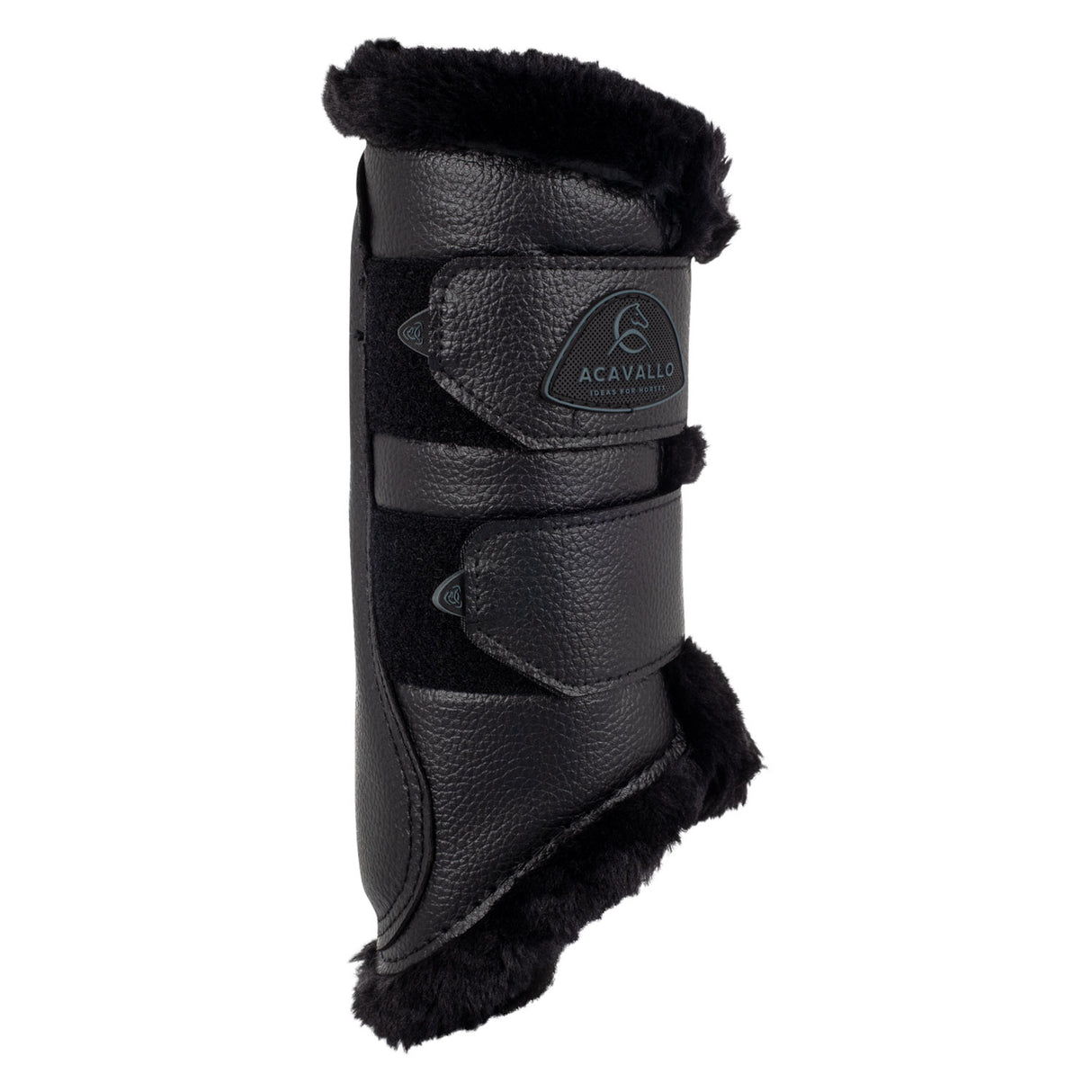 Acavallo Front Brushing Boots Eco-Leather & Faux Sheepskin #colour_black