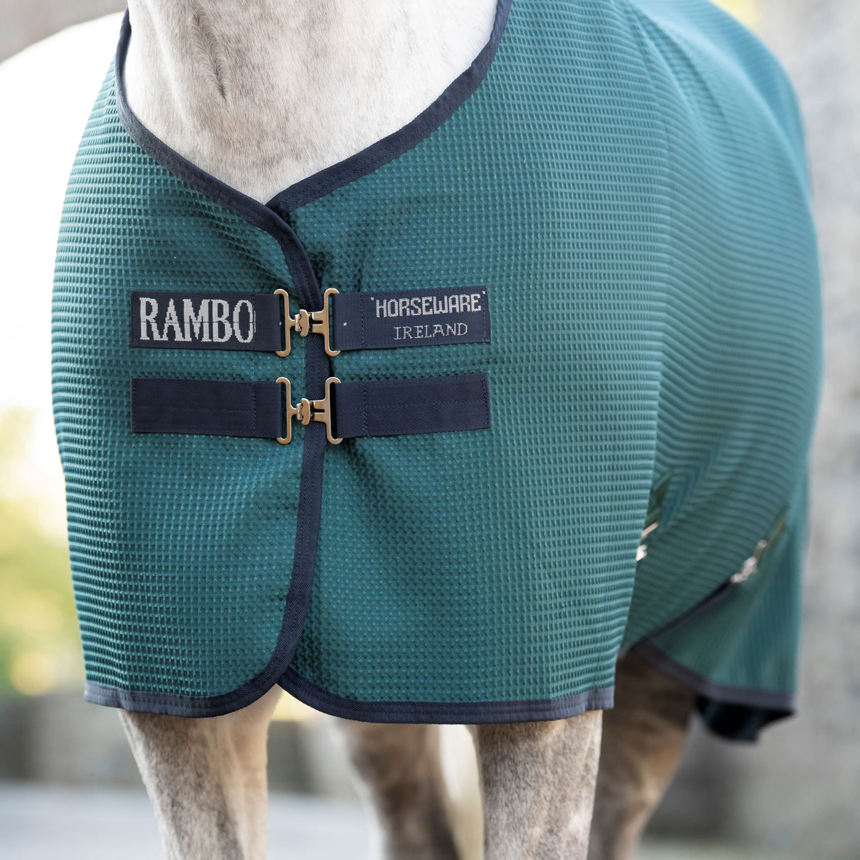 Horseware Ireland Rambo Techni Waffle Cooler #colour_dynasty-green-navy-silver