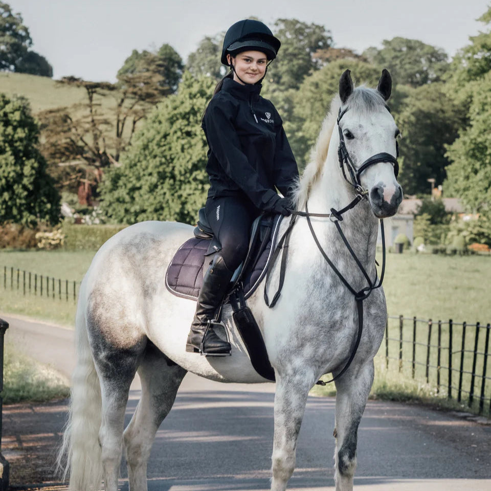 EQUIDRY Children's Water Repellent Leggings #colour_black-white