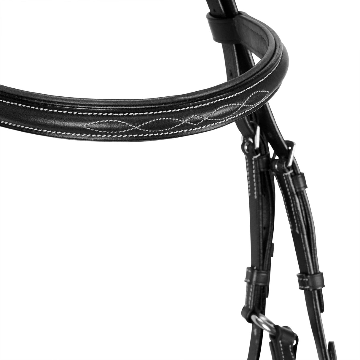 Equestro Bridle With Mexican Noseband And Synthetic Sheepskin #colour_black