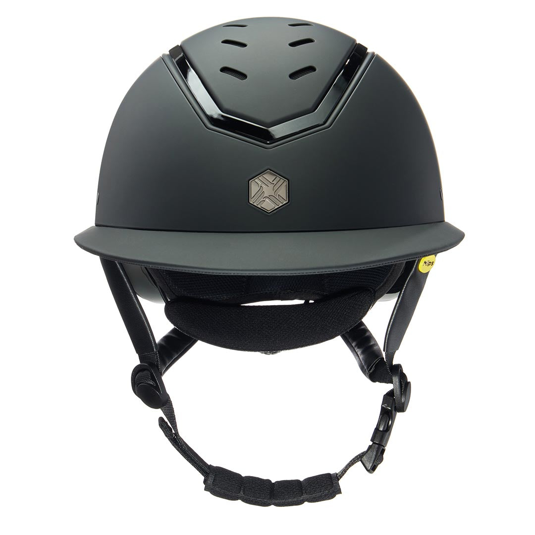 Charles Owen Kylo MIPS Wide Peak Matte Riding Hat #colour_black-matte-black-gloss