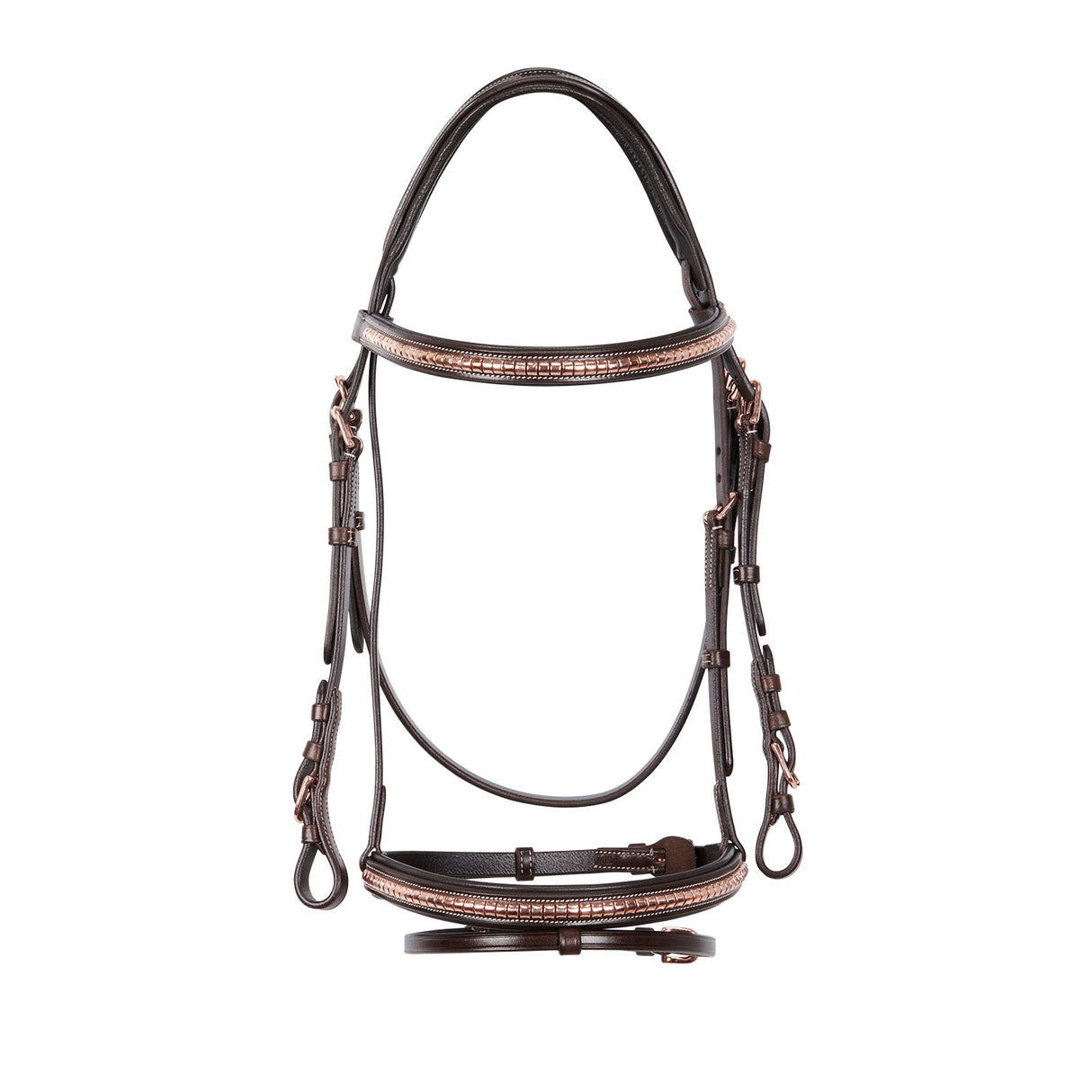 Equestro English Clincher Leather Bridle Colour Rose Gold