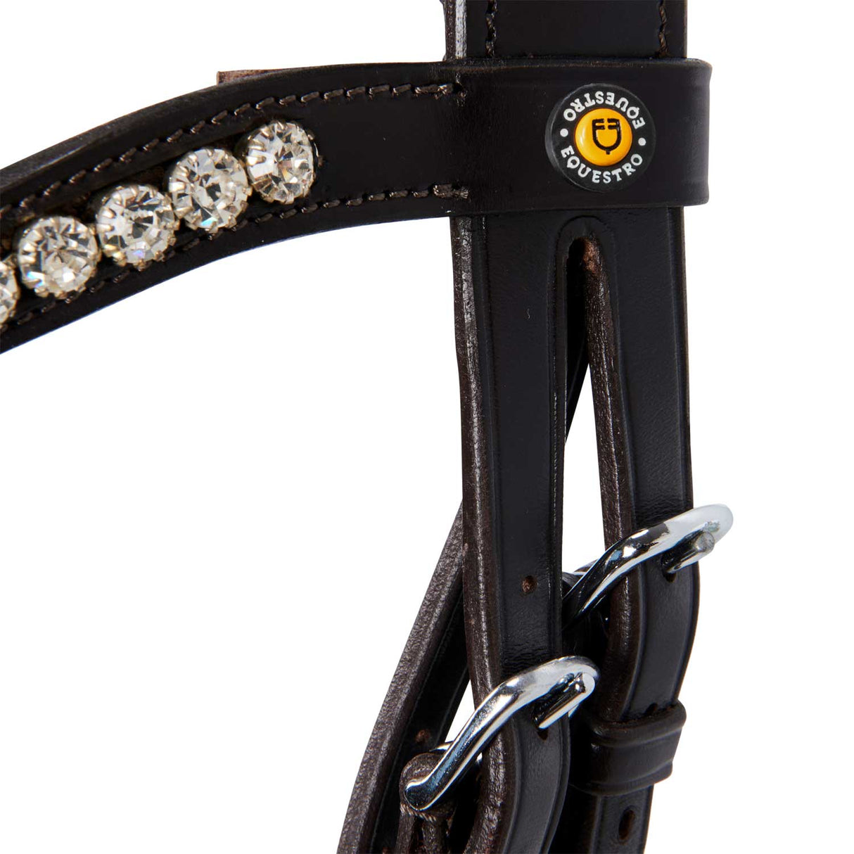 Equestro English Leather Bridle With Glitter New #colour_brown