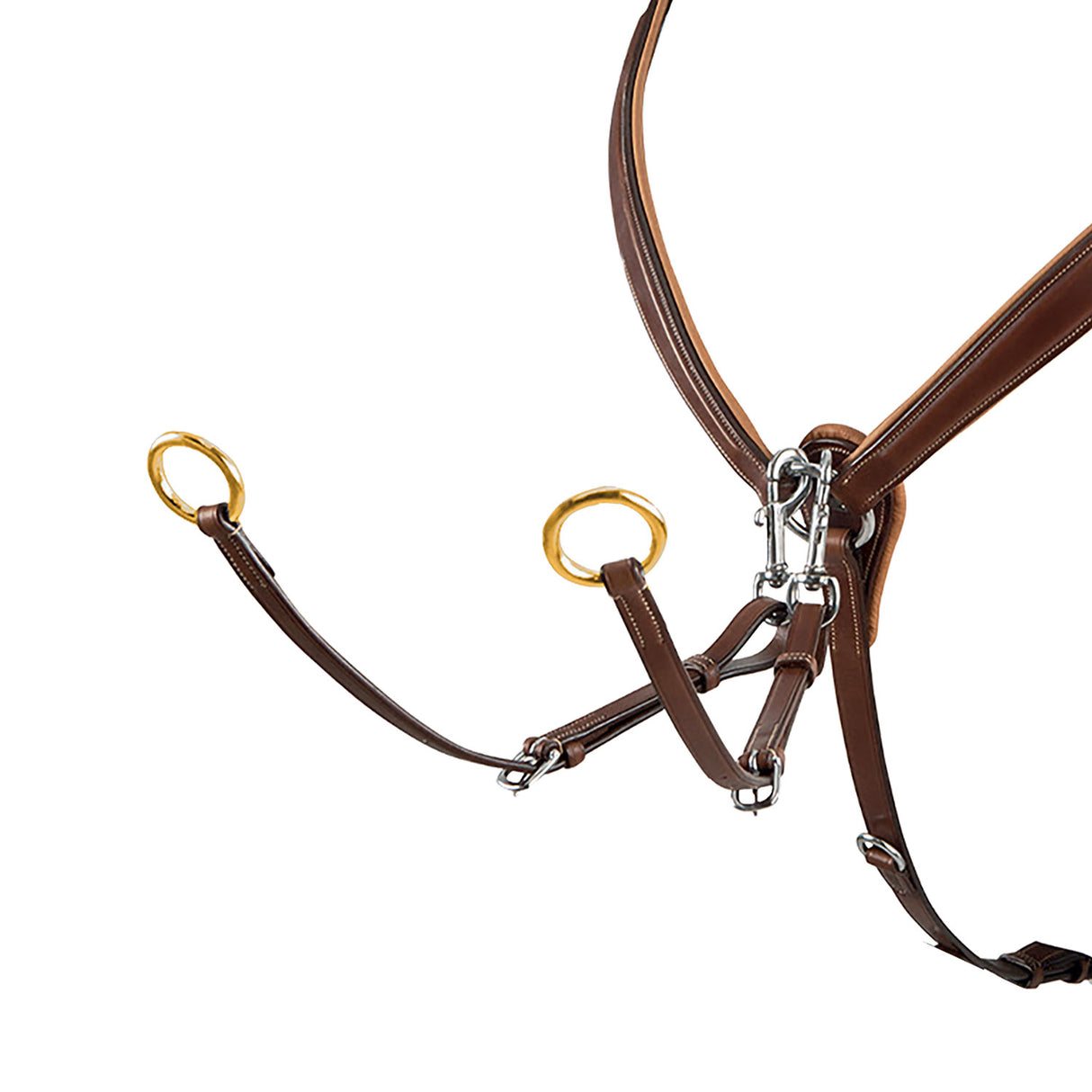 Equestro Tanned Leather Fork Breastplate With Steel Buckles #colour_cognac