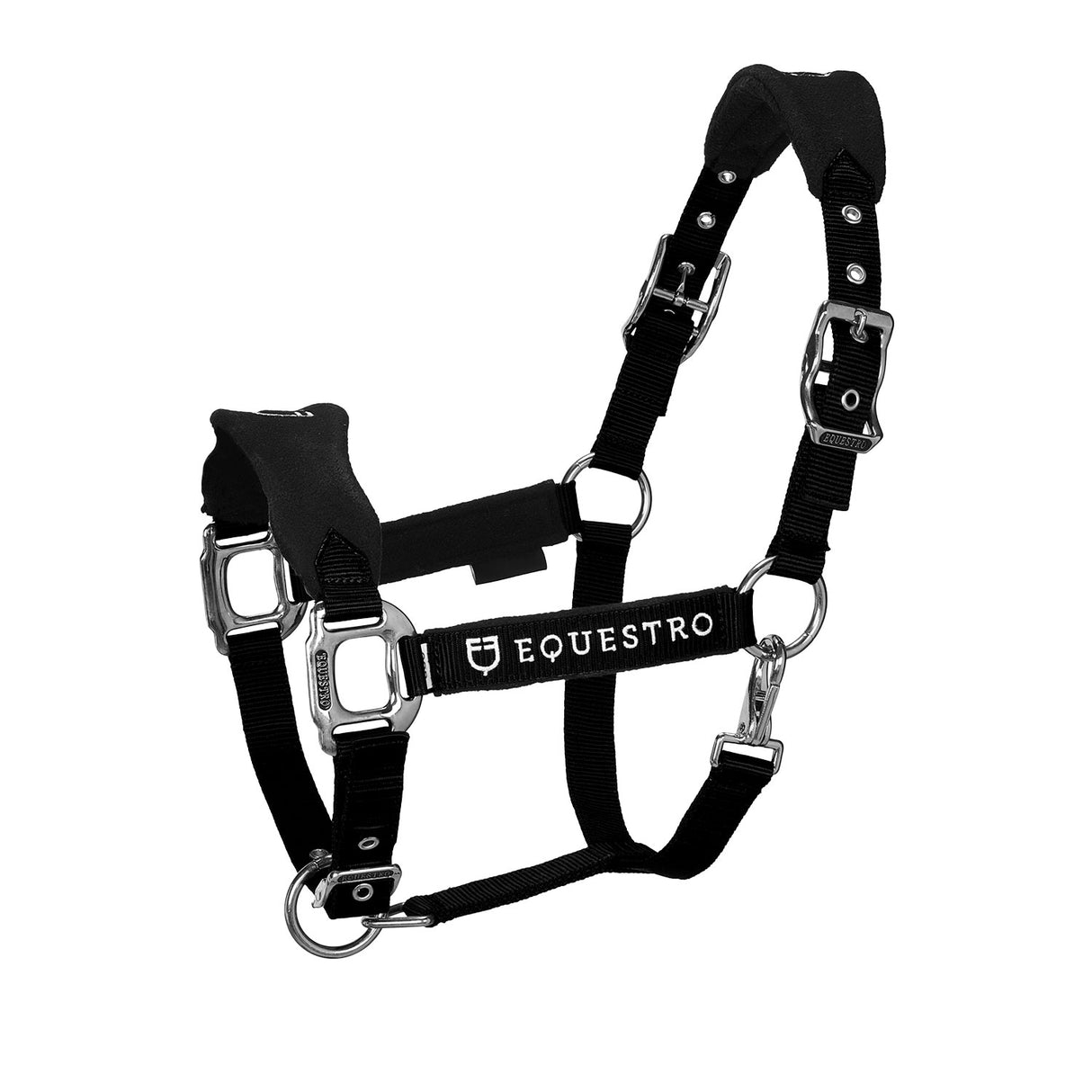 Equestro Halter With Double Adjustment And Lead Rope #colour_black
