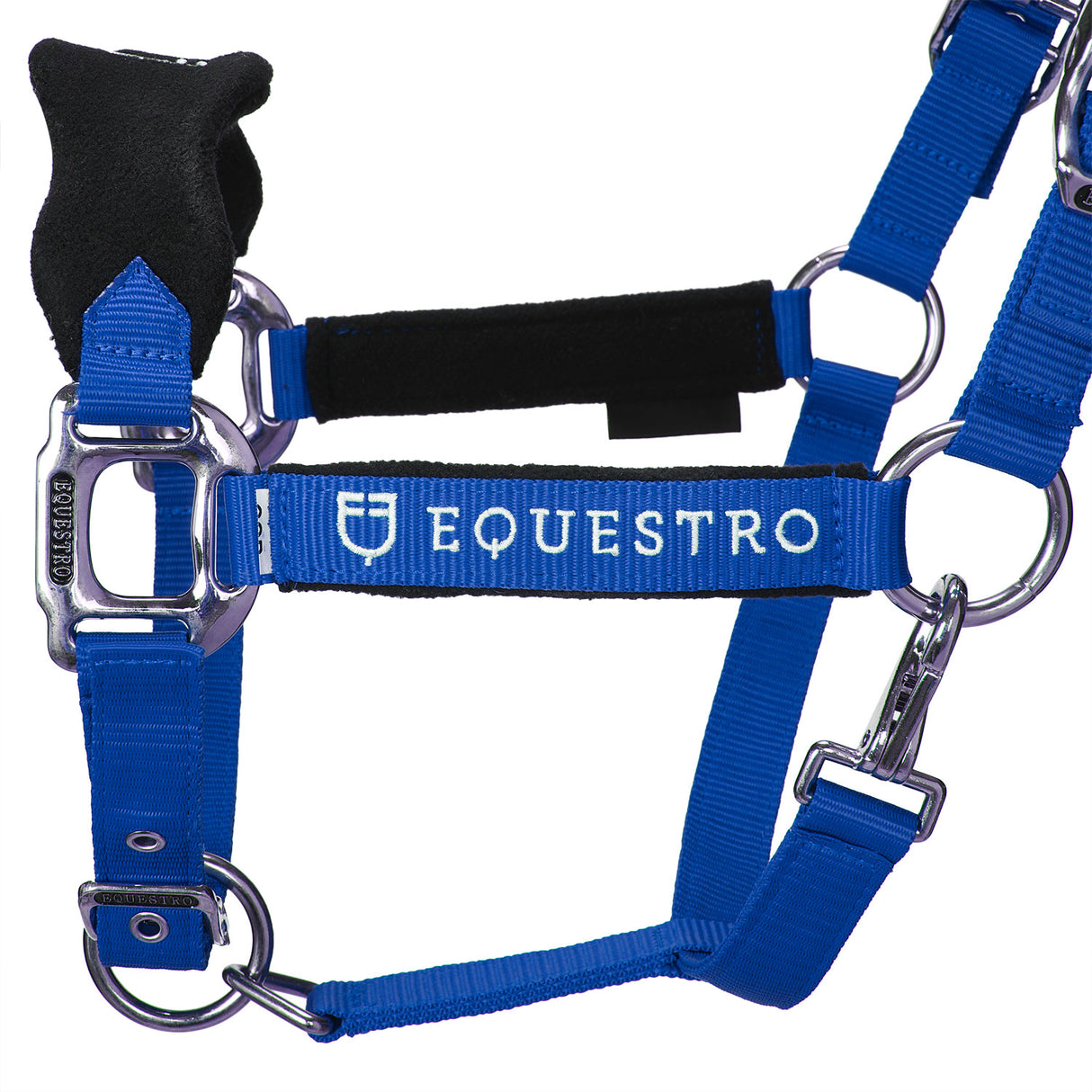 Equestro Halter With Double Adjustment And Lead Rope #colour_royal-blue