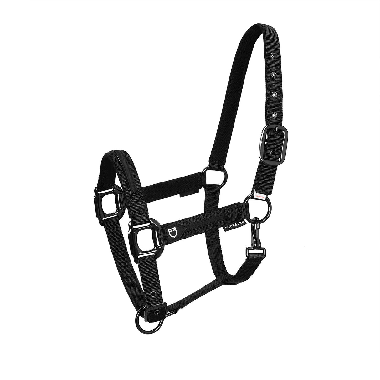 Equestro Durable Fleece Halter #colour_black