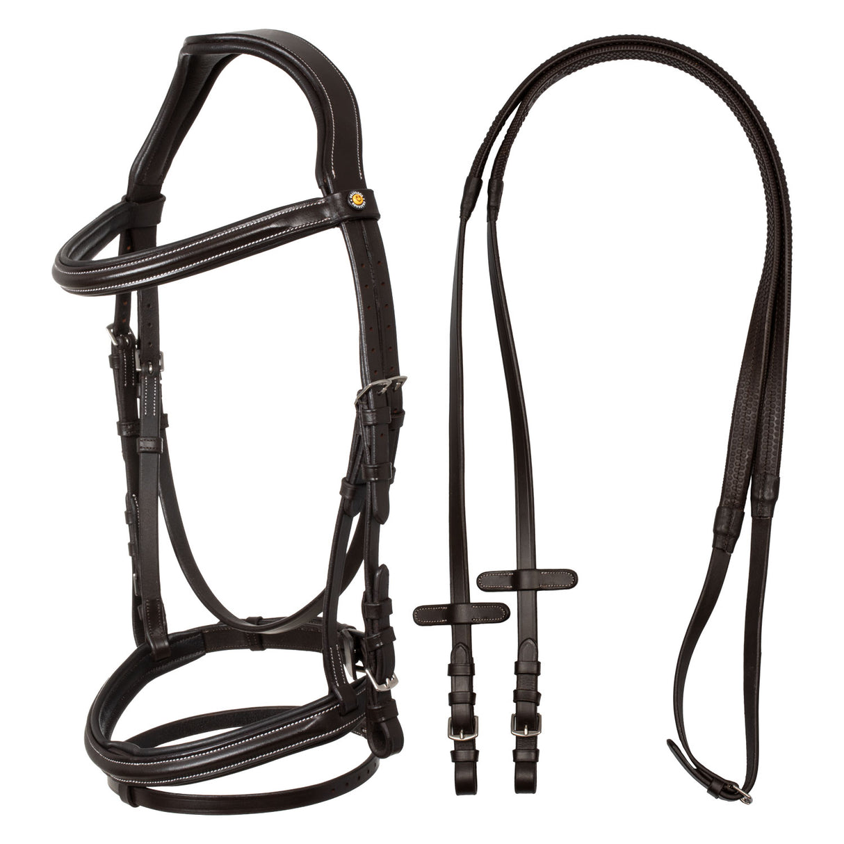 Equestro Raised And Padded Anatomical Bridle #colour_brown