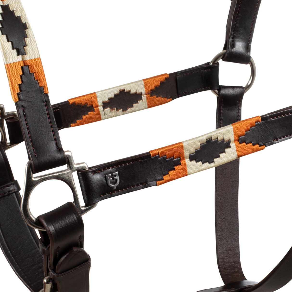 Equestro Leather Halter With Navajo Decorations #colour_brown