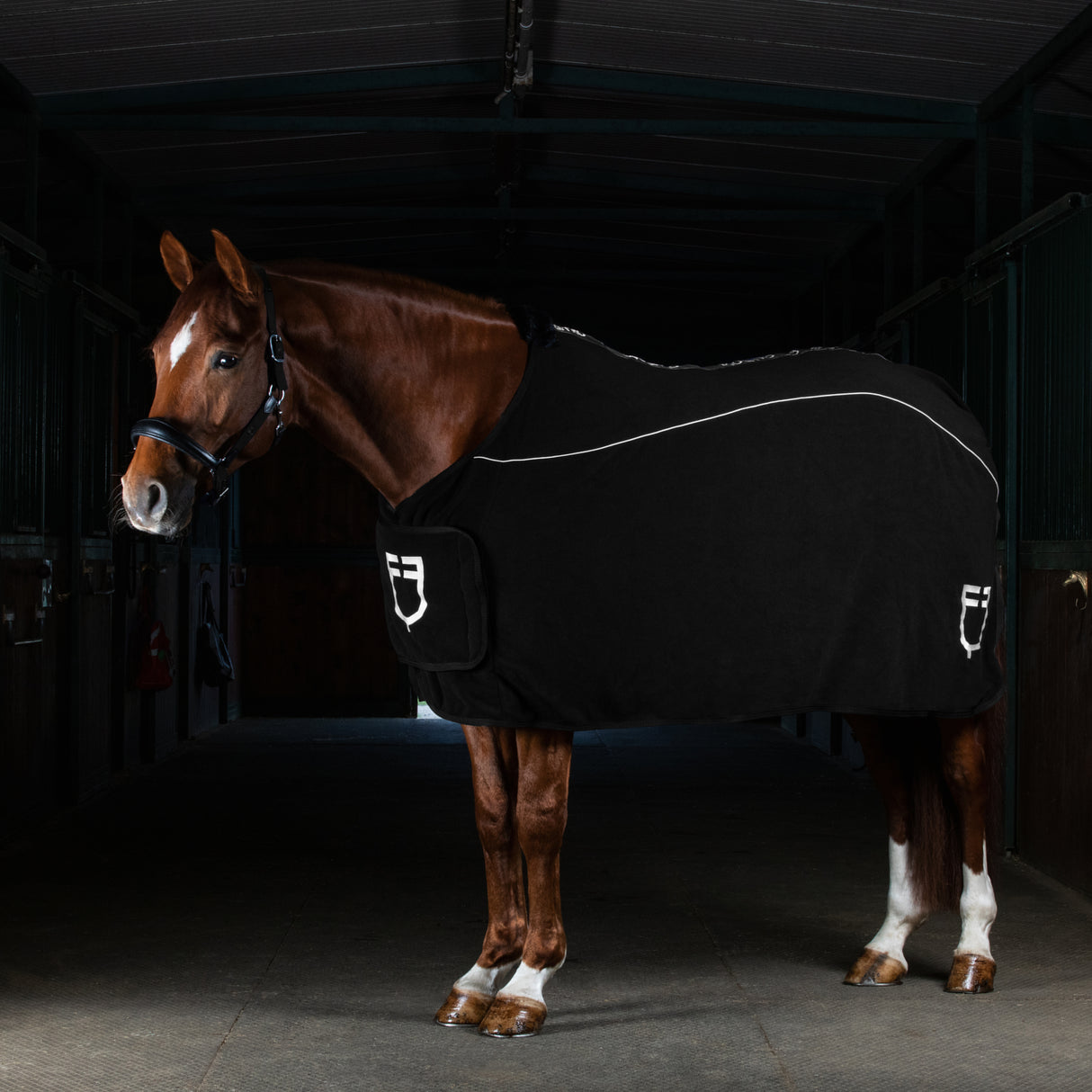 Equestro Fleece Rug With Flap Front Closure #colour_black