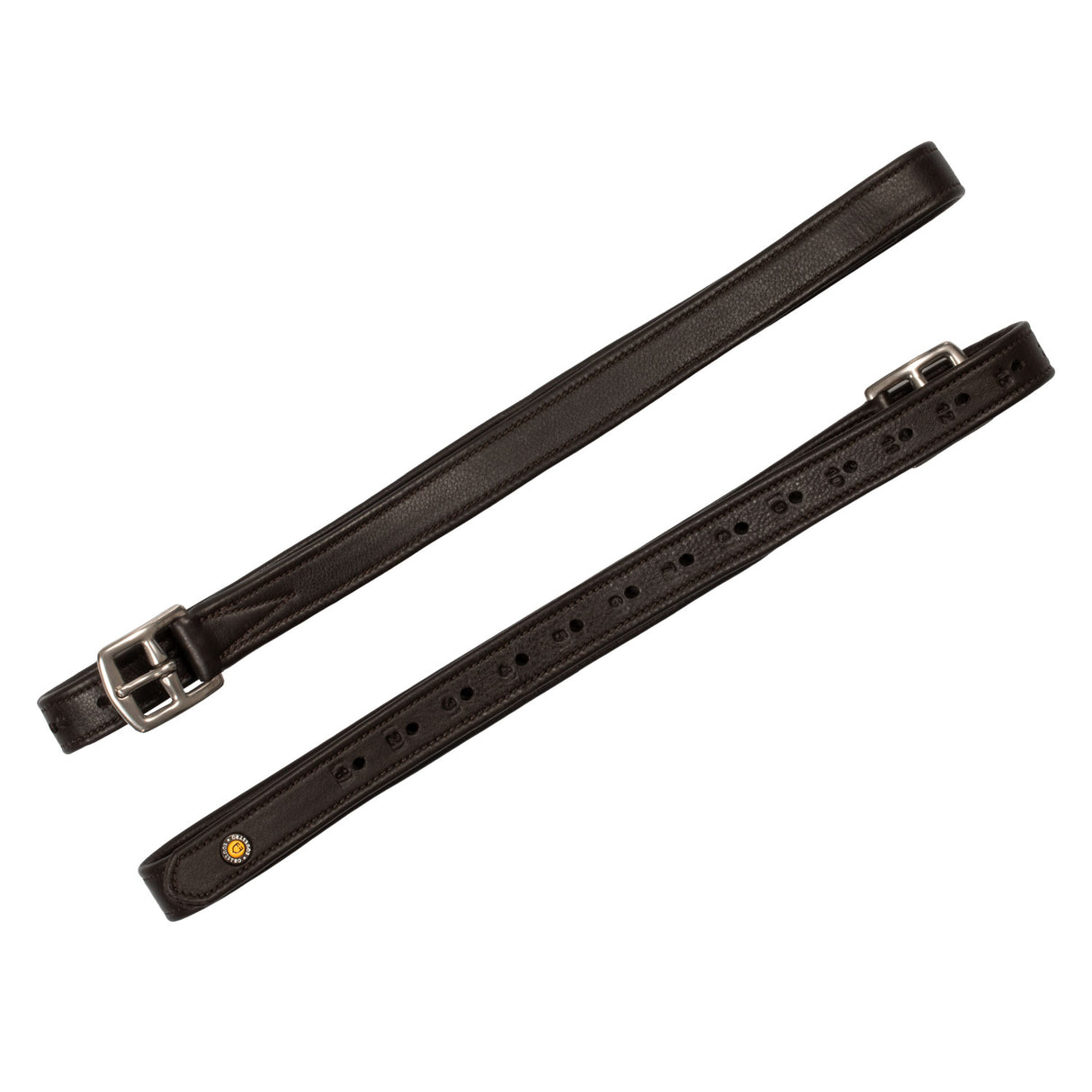 Equestro Leather Stirrup Leathers With Numbered Holes #colour_brown
