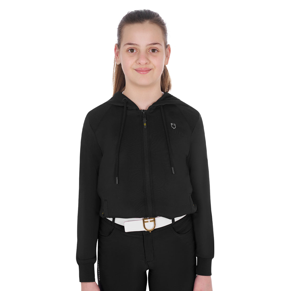 Equestro Girls' Cropped Hoodie #colour_black