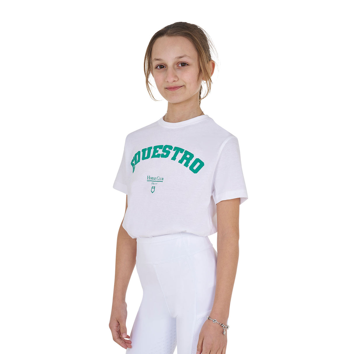 Equestro Girls' Horse Club Cotton T-Shirt #colour_white
