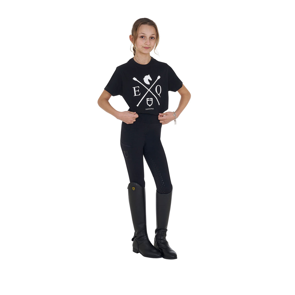 Equestro Girls' Eq Cotton T-Shirt #colour_black