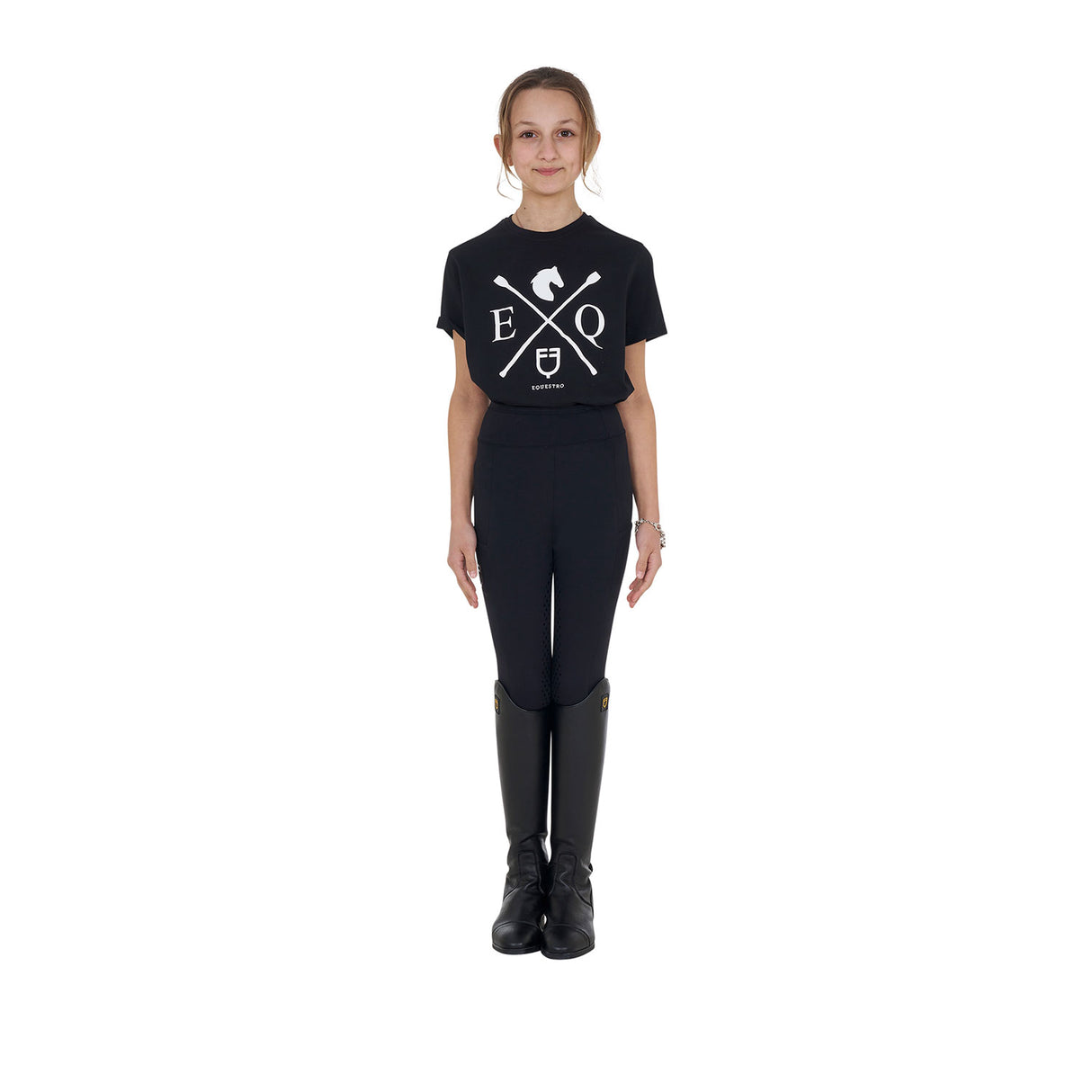 Equestro Girls' Eq Cotton T-Shirt #colour_black