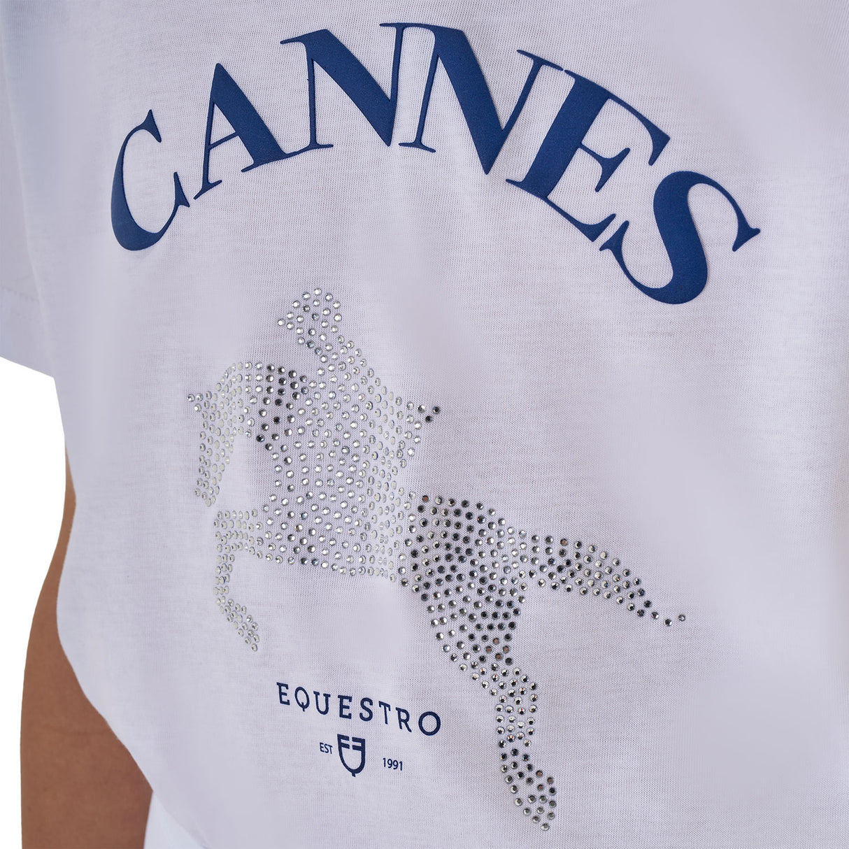 Equestro Girls' Cannes Cotton T-Shirt With Rhinestones #colour_white