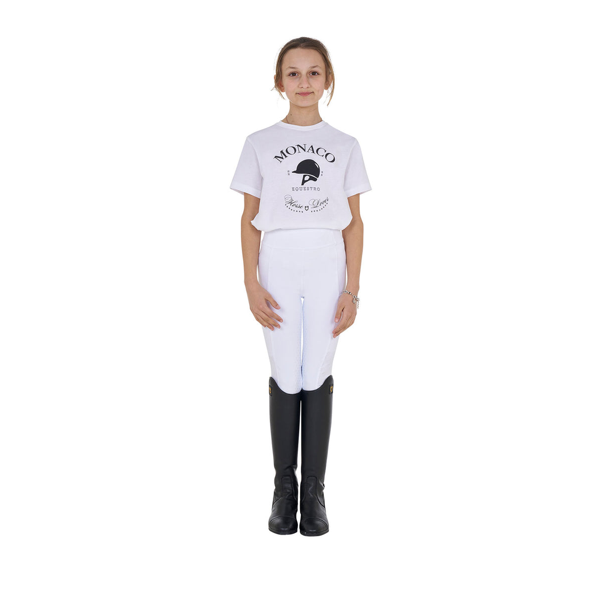 Equestro Girls' Monaco Cotton T-Shirt With Rhinestones #olour_white