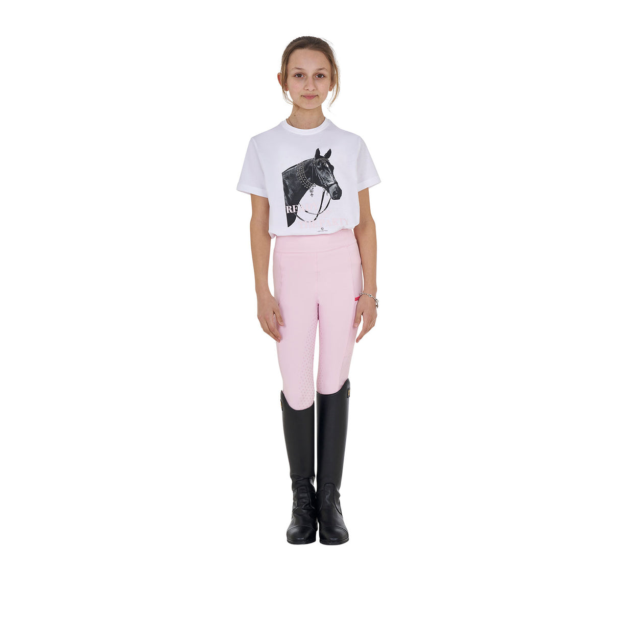 Equestro Girls' Ready To The Party Cotton T-Shirt With Rhinestones #colour_white