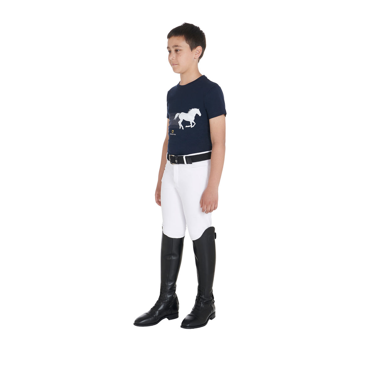 Equestro Boys' Slim Fit T-Shirt With Race Horse