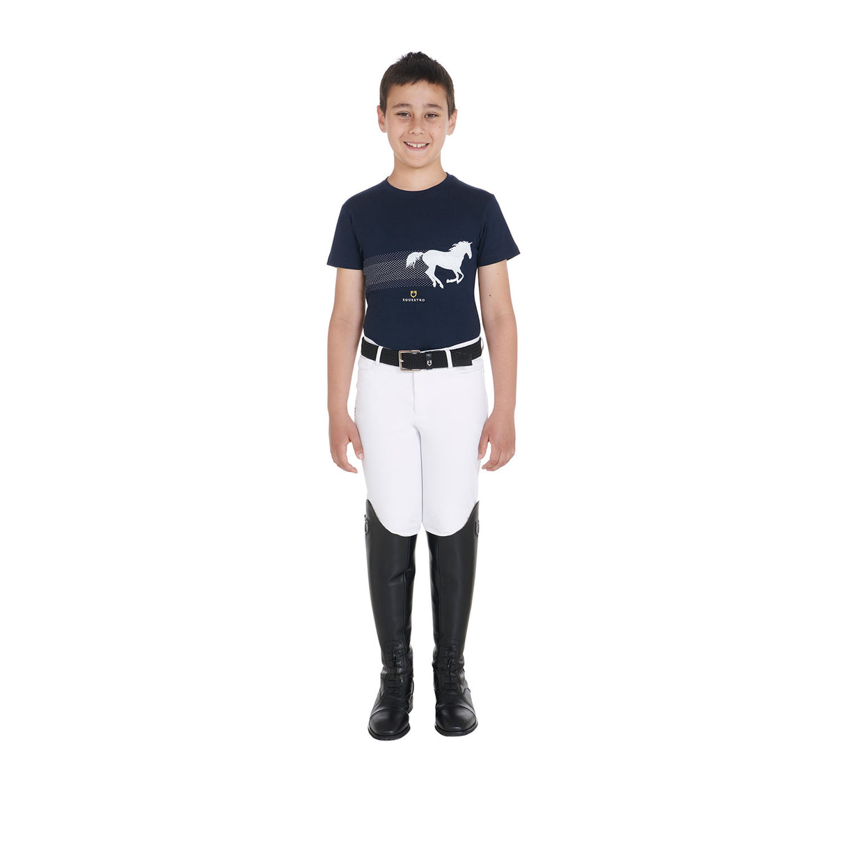 Equestro Boys' Slim Fit T-Shirt With Race Horse