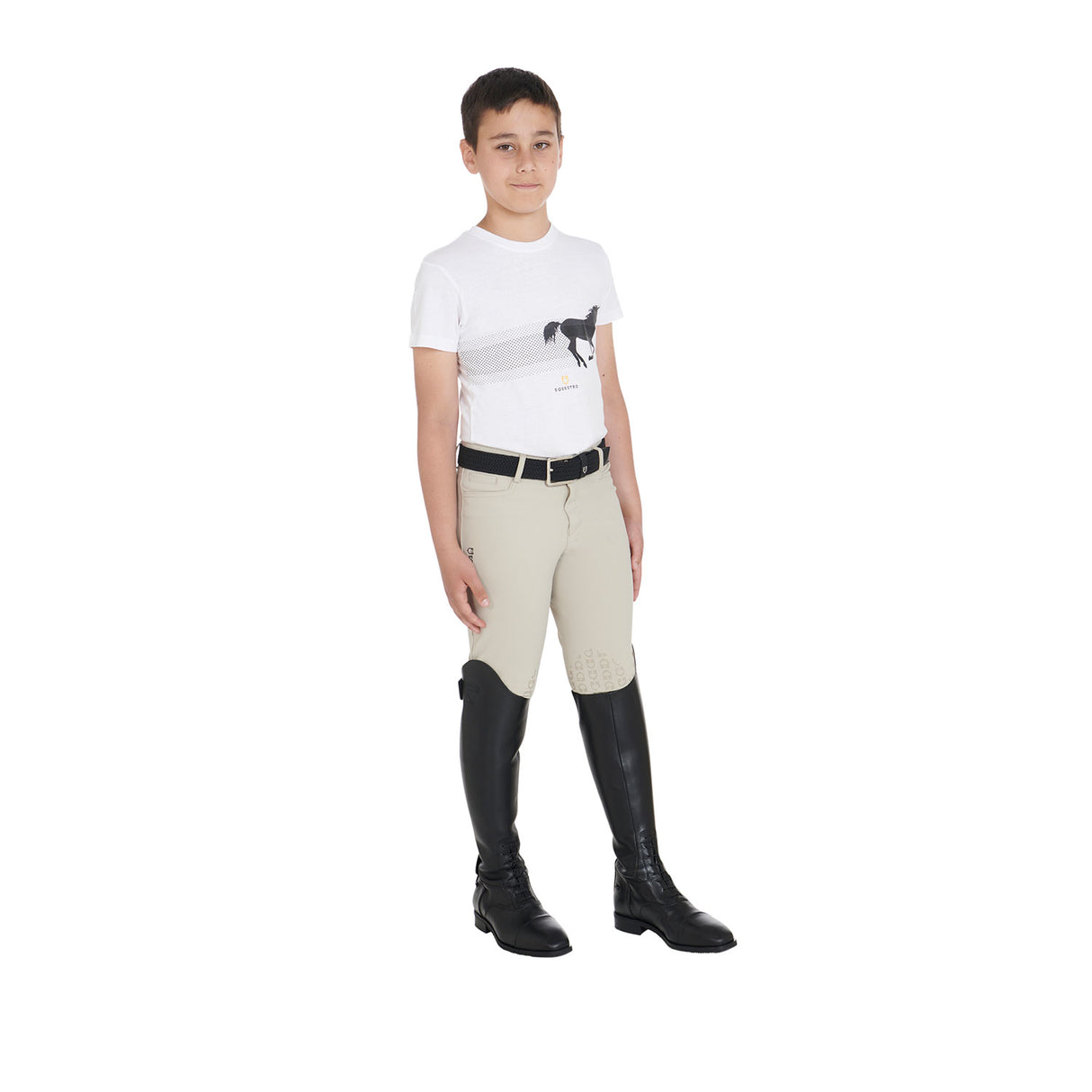 Equestro Boys' Slim Fit T-Shirt With Race Horse