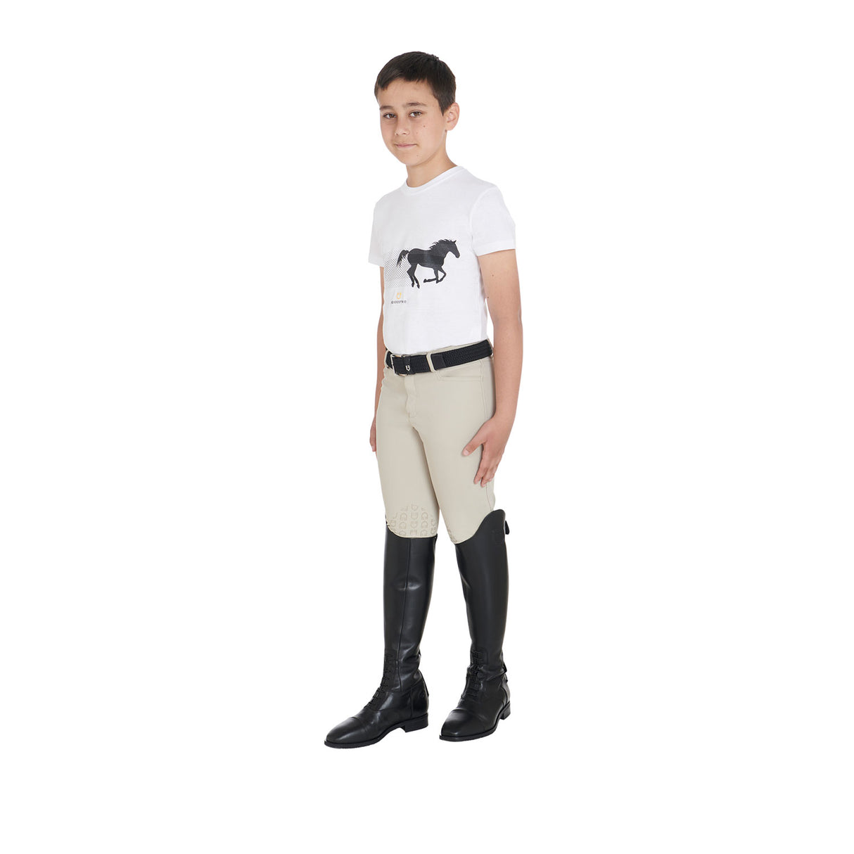 Equestro Boys' Slim Fit T-Shirt With Race Horse