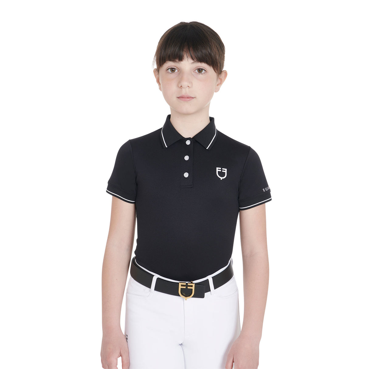 Equestro Kids' Slim Fit Polo Shirt In Antibacterial Technical Fabric