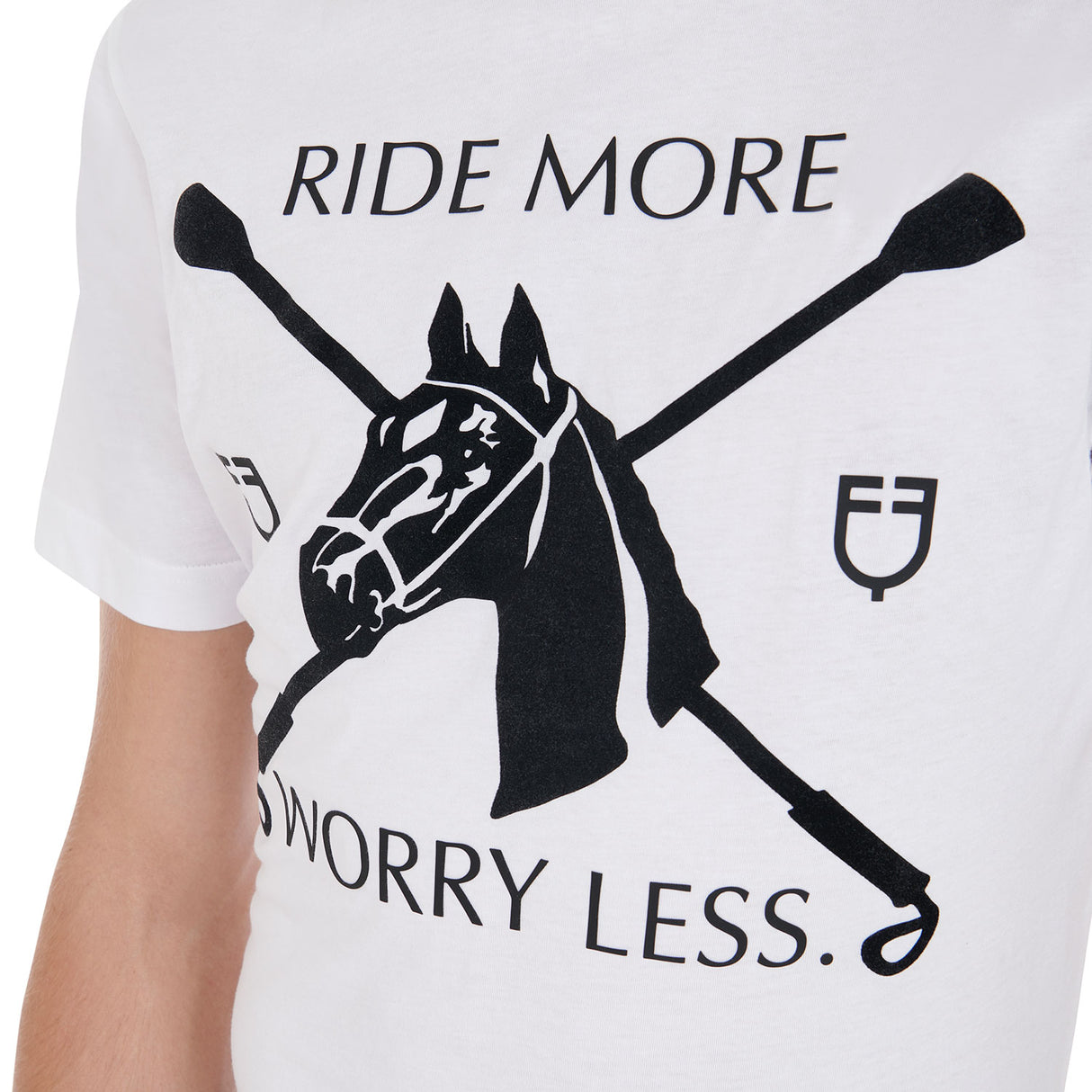 Equestro Men's Slim Fit T-Shirt With Equestrian Print #colour_white
