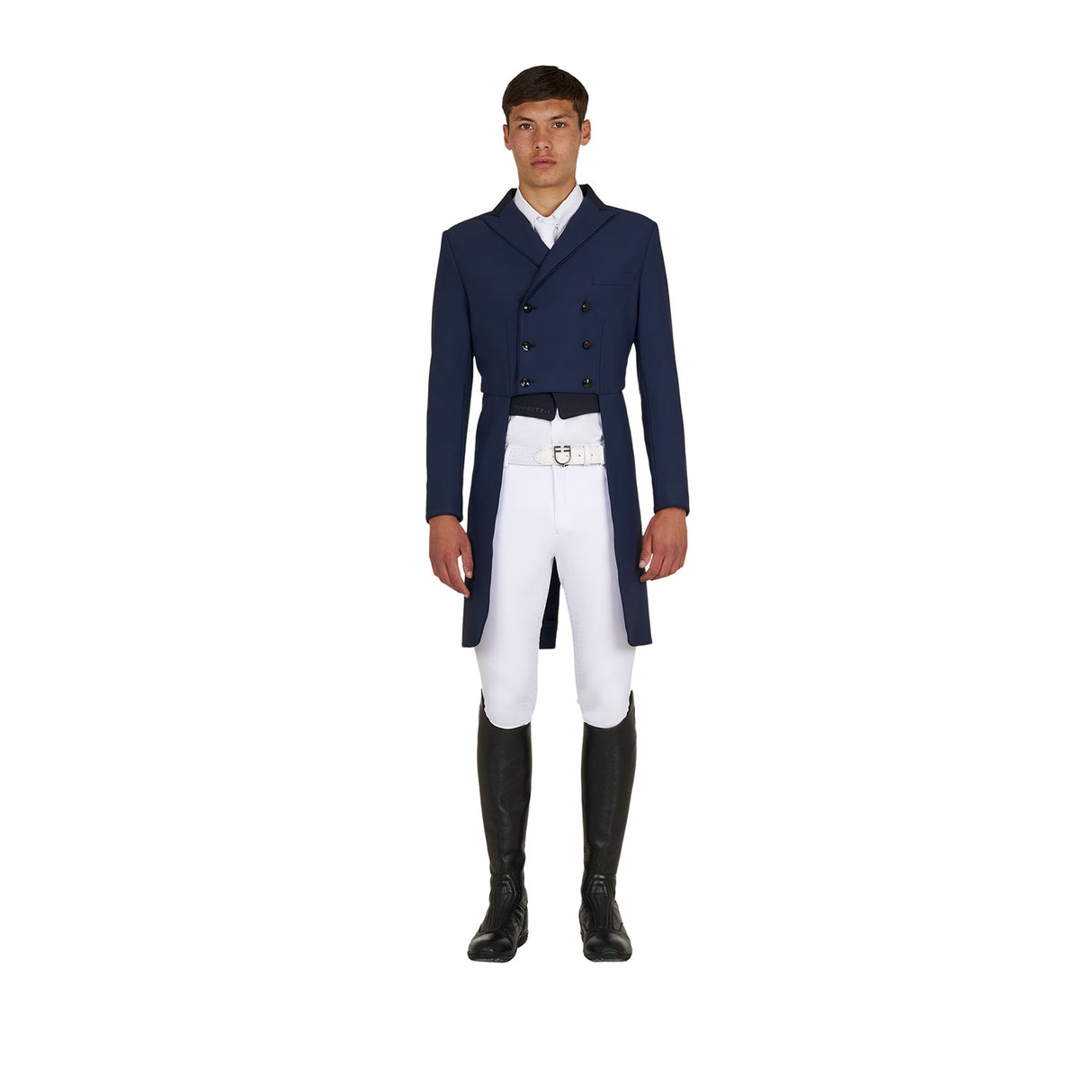 Equestro Men's Competition Dressage Tailcoat In Technical Fabric #colour_blue