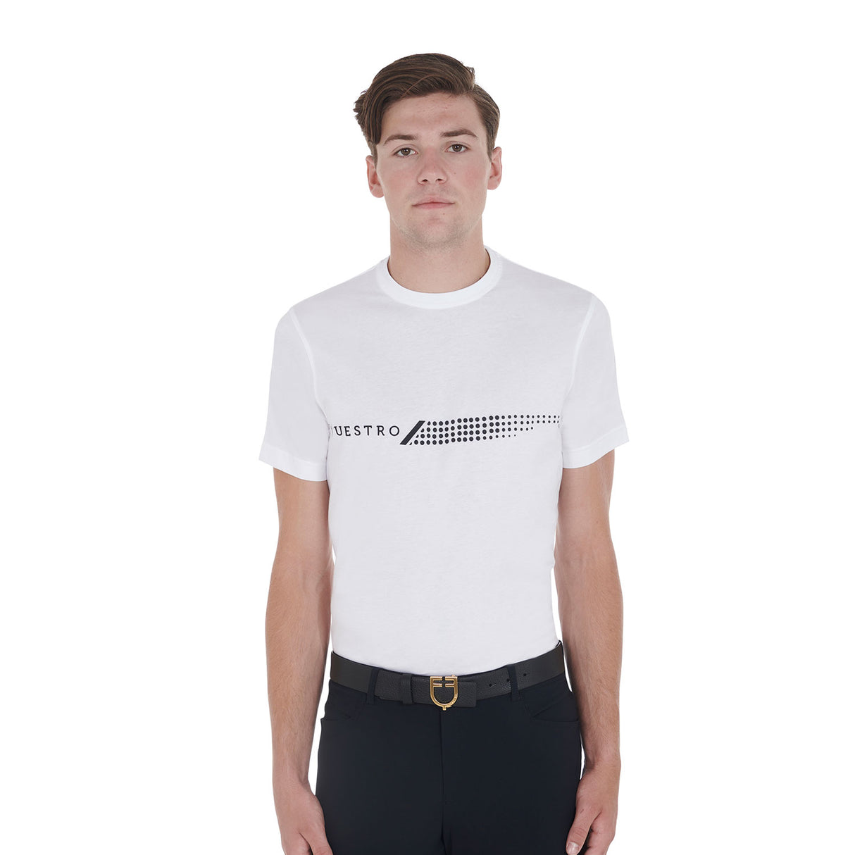 Equestro Men's Slim Fit T-Shirt With Contrasting Print #colour_white