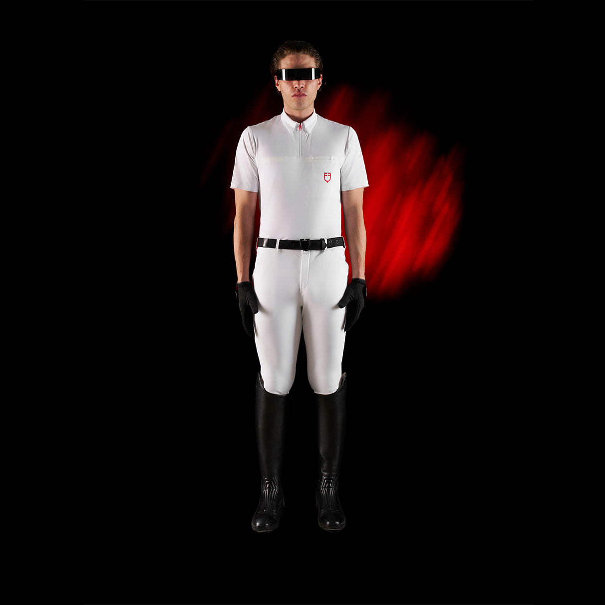 Equestro Equestro Ridertechnology Men's Competition Polo Shirt Short Sleeves And Zip
