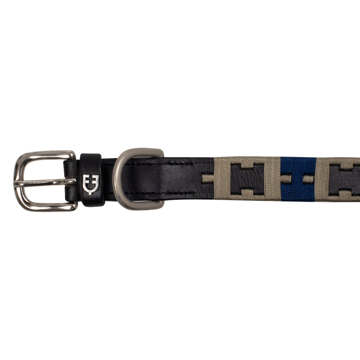 Equestro Leather Dog Collar With Geometric Pattern #colour_black