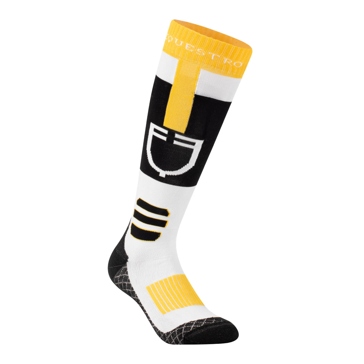 Equestro Sock In Technical And Breathable Fabric With Logo #colour_black-white-yellow