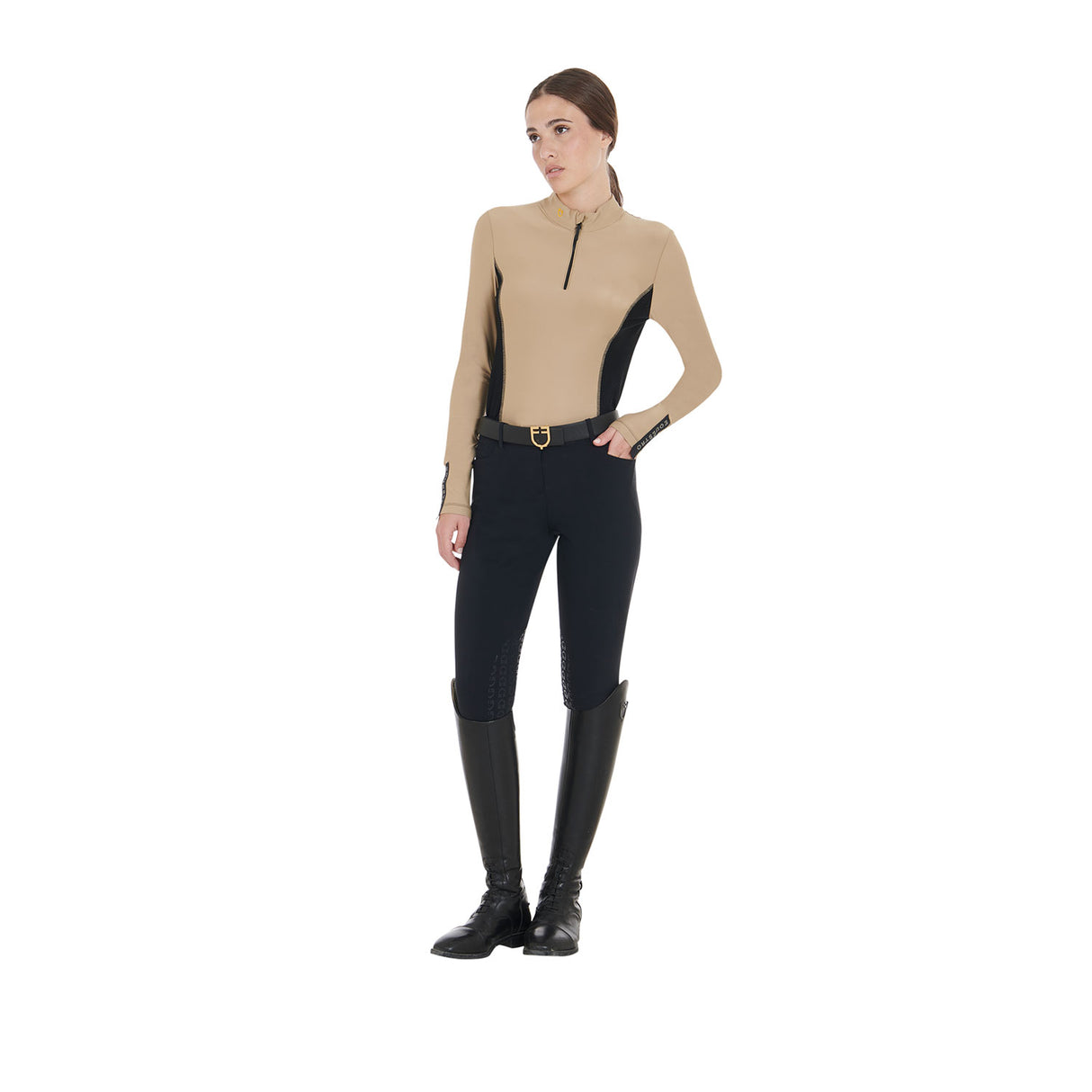 Equestro Women's Long-Sleeved Training Technical Polo Shirt