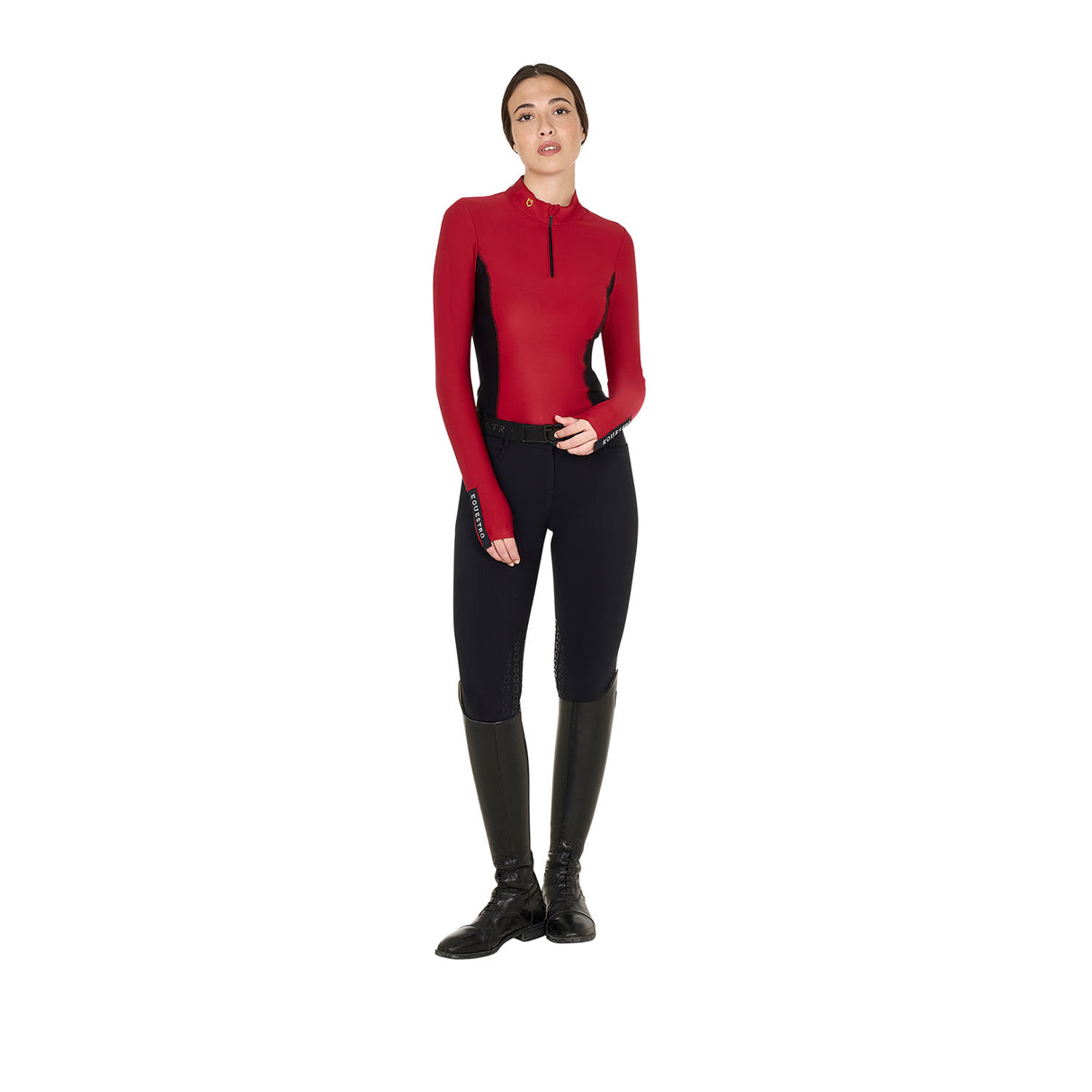 Equestro Women's Long-Sleeved Training Technical Polo Shirt