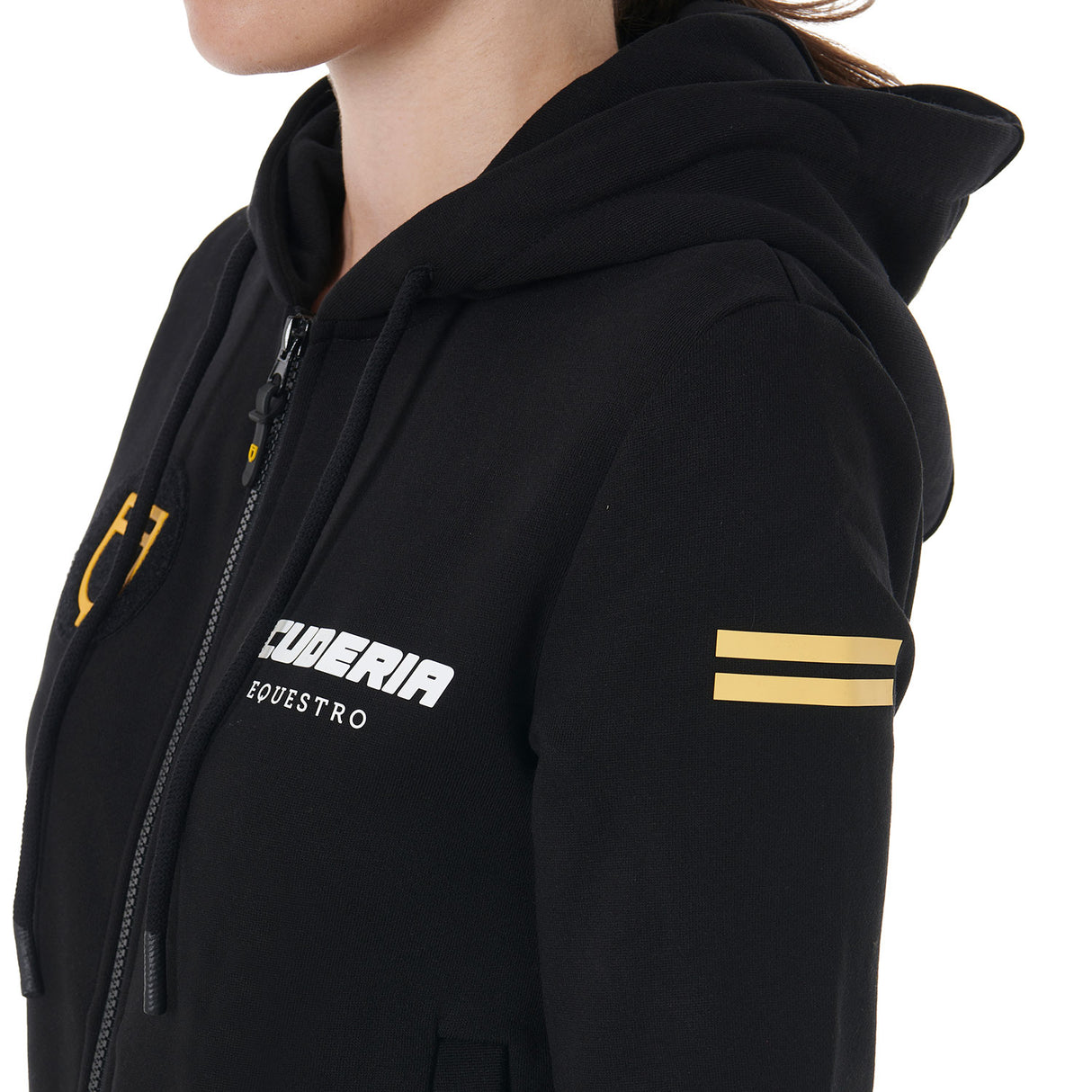 Equestro Scuderia Equestro Women's Hooded Sweatshirt Fleece #colour_black