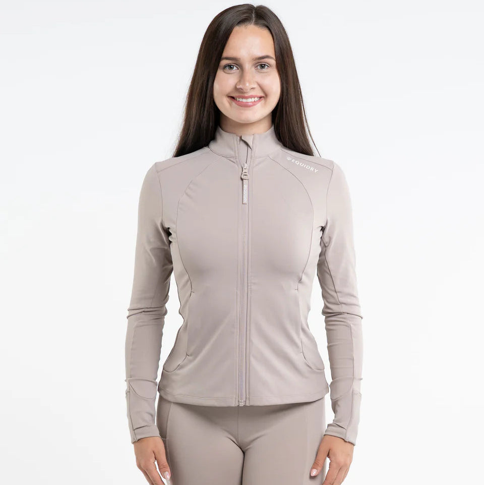 EQUIDRY Women's Water Repellent Zip up Top #colour_sand-white