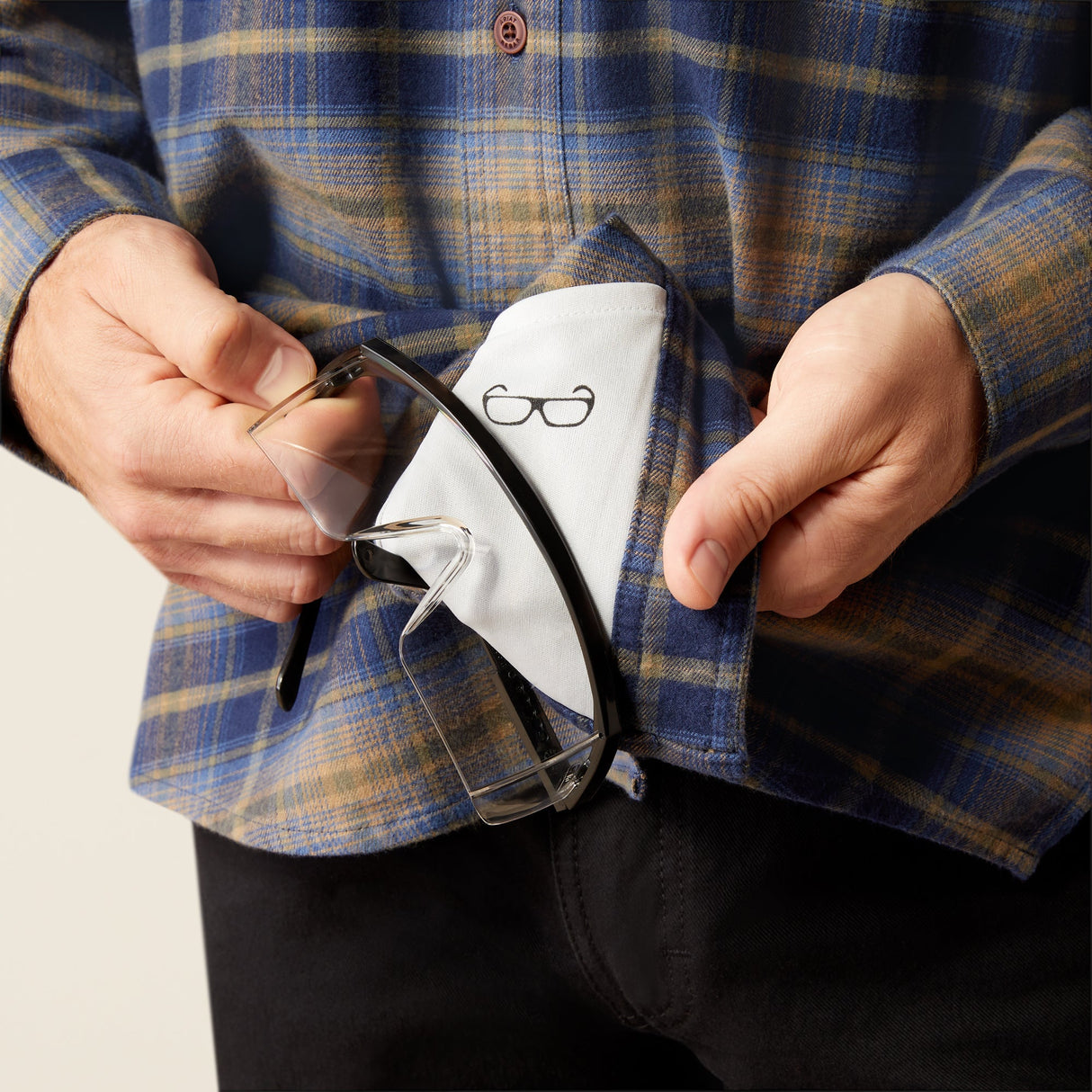 Ariat Men's Rebar Flannel DuraStretch Long Sleeve Work Shirt #colour_navy-khaki