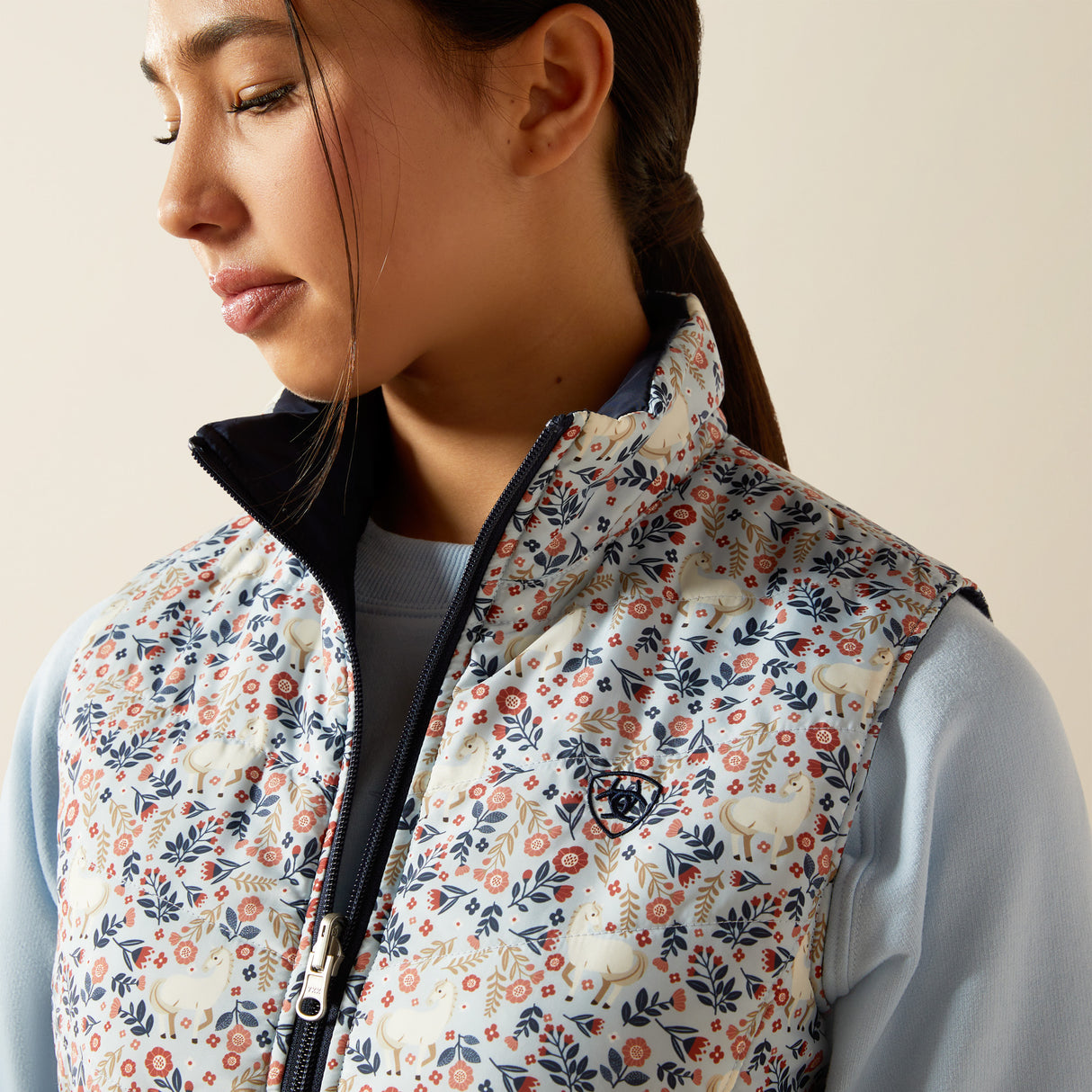 Ariat Youth Bella Insulated Reversible Vest #colour_posey-pony-print