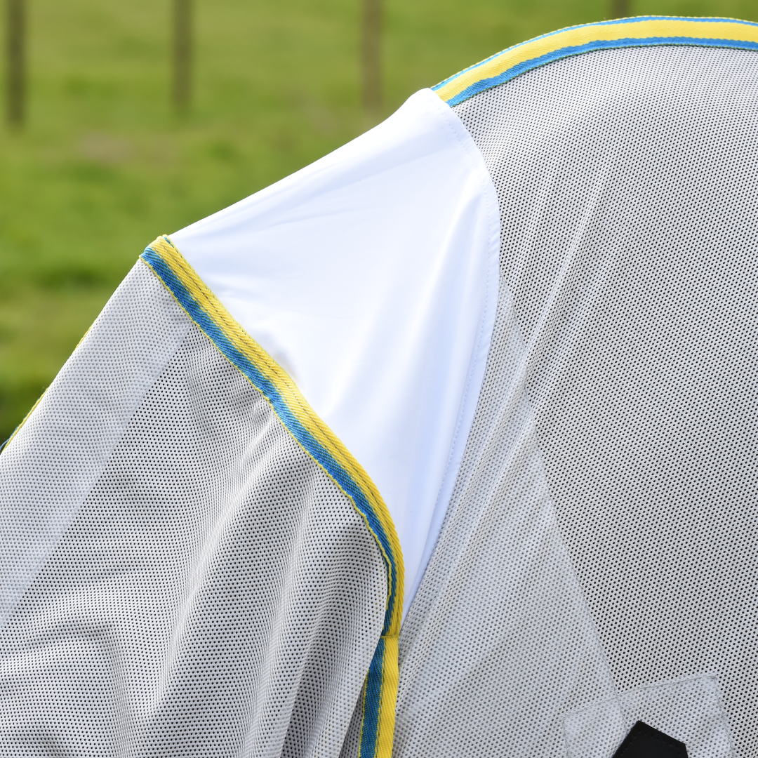 Weatherbeeta Comfitec Zephyr Plus Mesh Combo Neck #colour_silver-blue-lemon