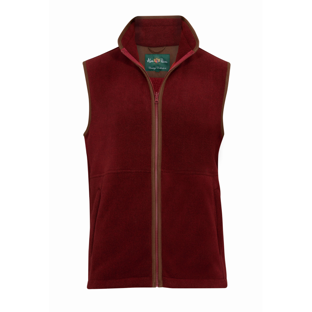 Alan Paine Aylsham Men's Fleece Gilet #colour_bloodstone