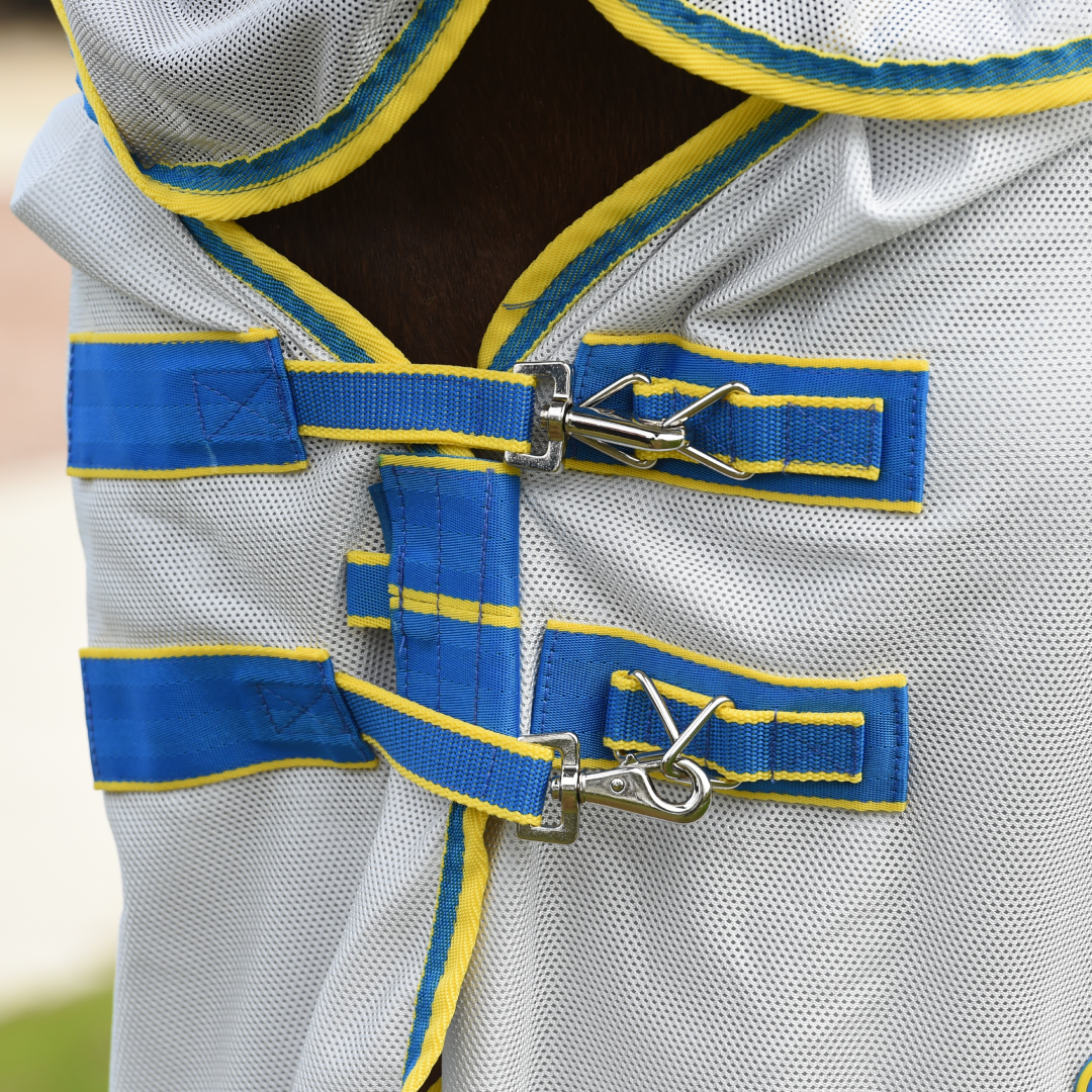 Weatherbeeta Comfitec Zephyr Plus Mesh Combo Neck #colour_silver-blue-lemon