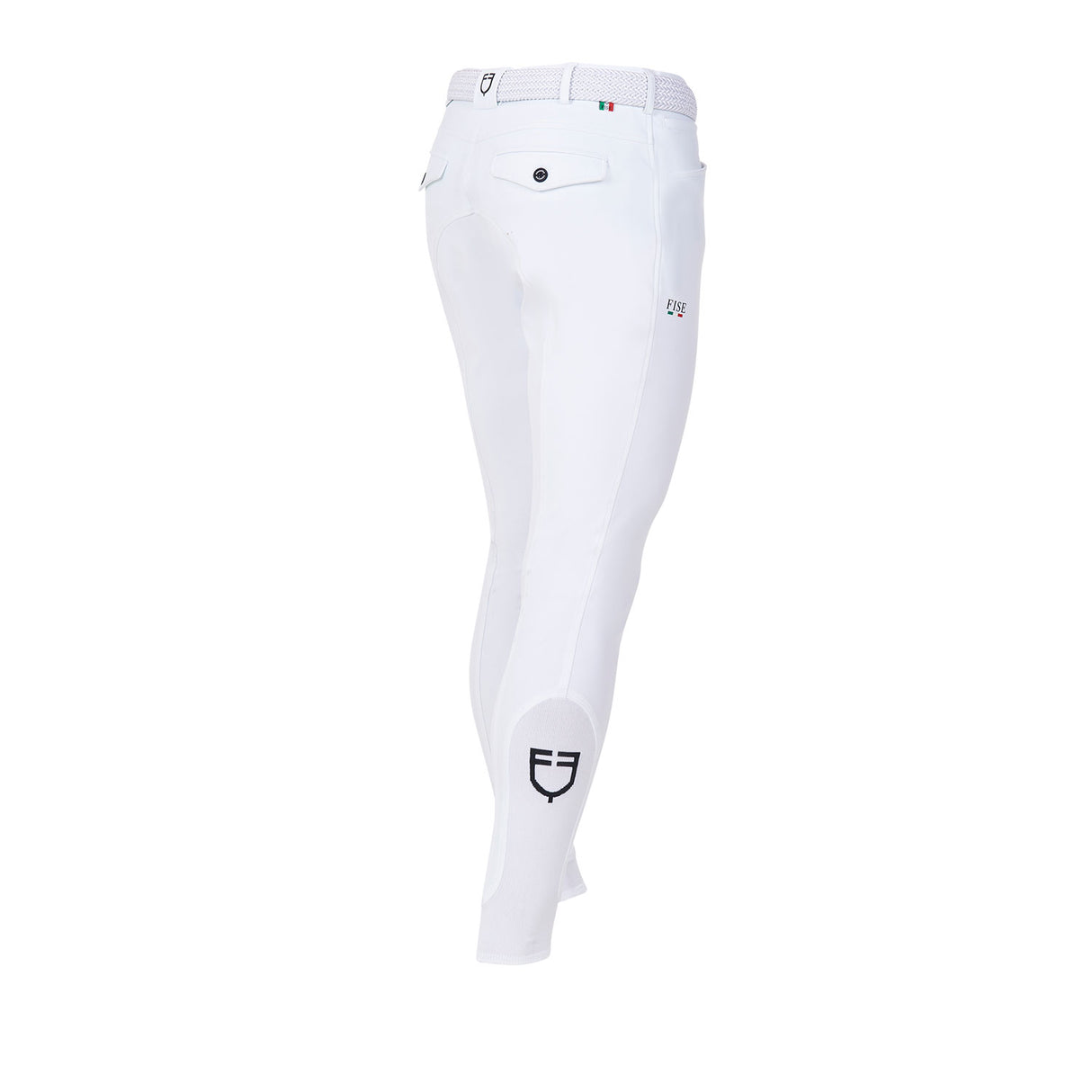 Equestro Men's Knee Grip Breeches Equestro X Fise #colour_white