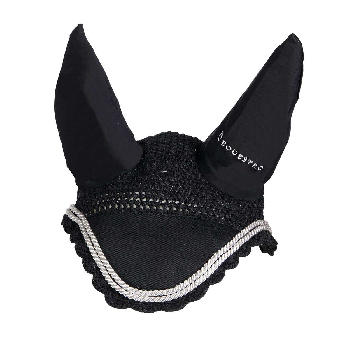 Equestro Knitted Fly Veil With Cordura Fabric #colour_black